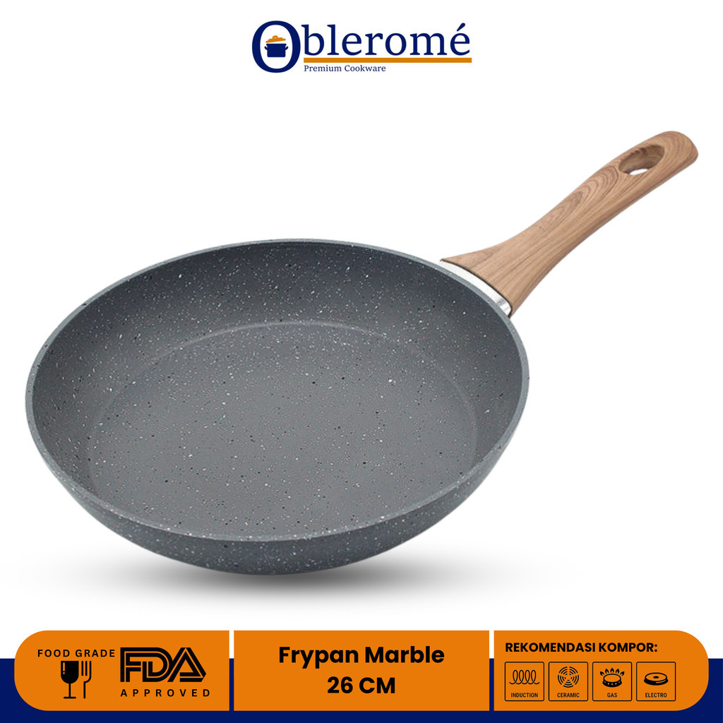 OBLEROME - Frypan Marble Granite 26 Cm Anti Lengket Wajan Goreng Masak Anti Lengket