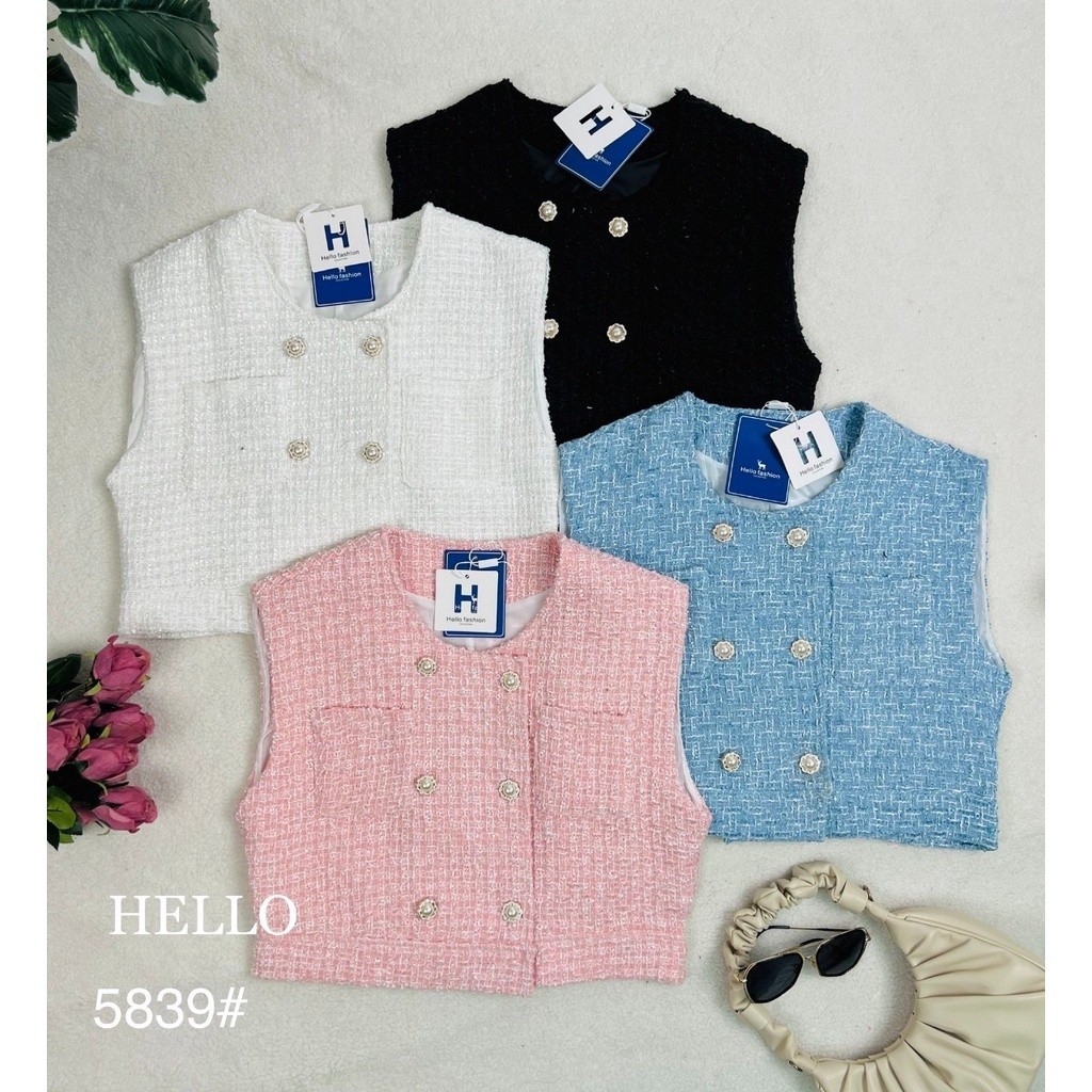 SLEEVELESS TWEED TOP MERK HELLO IMPORT BANGKOK