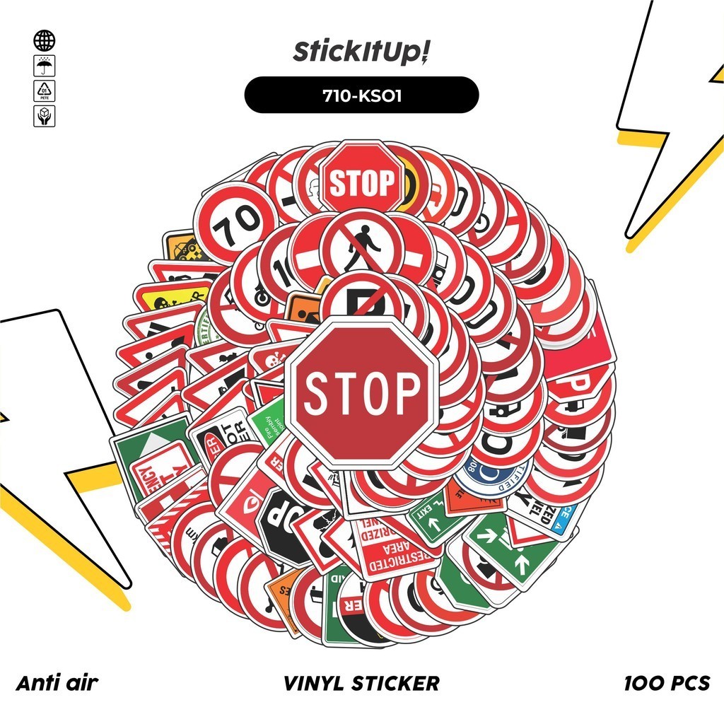 

COD✨ 100 Pcs Stiker Pack KUSO Warning Pringatan Signs V1 Lucu Aesthetic Vynil Waterproof untuk Freebies Sticker Buku Journal Casing HP Laptop