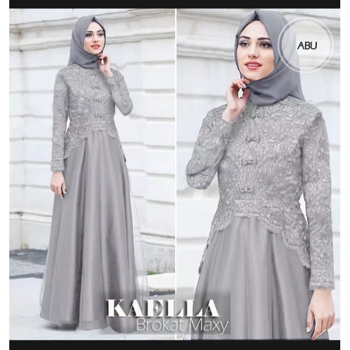 Pakaian Wanita Dewasa Gamis Brokat Maxi Bahan Moscrepe Mix Brukat Ukuran Jumbo Size M L XL XXL XXXL/