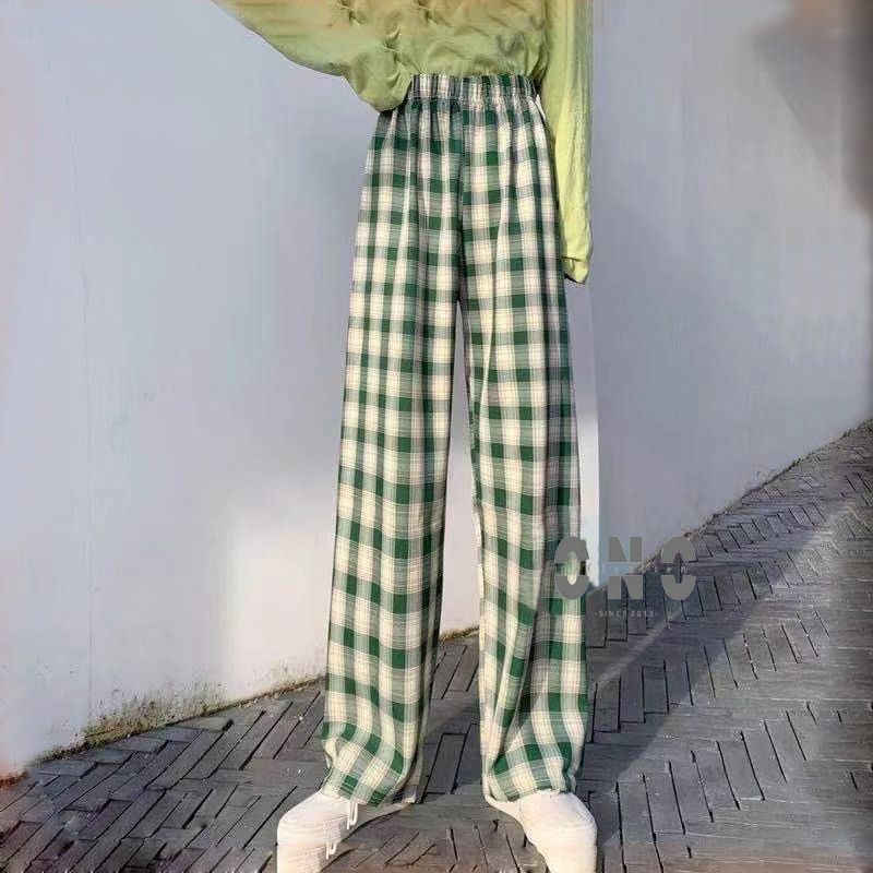 CAMELLIA - Kulot tartan pants wanita celana kotak kotak wanita