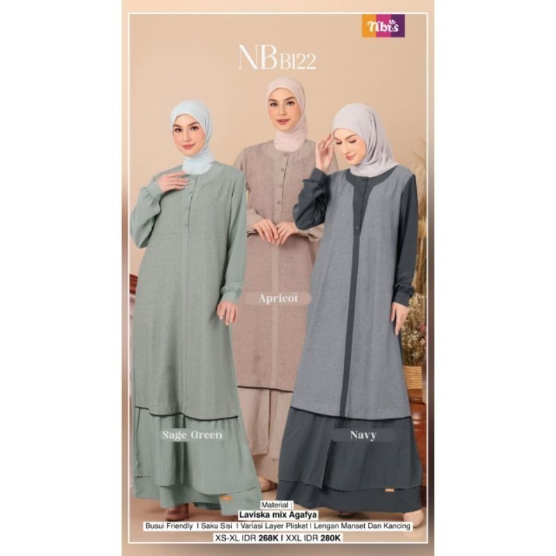 Nibras Original Gamis Terbaru N'BRS NB B122 Bahan Lavishka | Gamis Umroh Lebaran 2024 Pesta Elegan