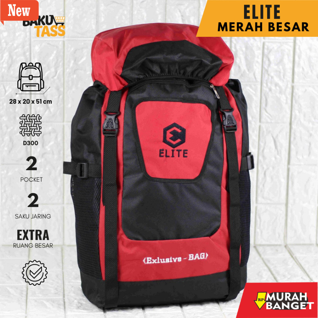 Tas Ransel Pria Kekinian Tas Carrier Elite Merah Besar Backpack Travelling Camping Mudik Kuat Ransel