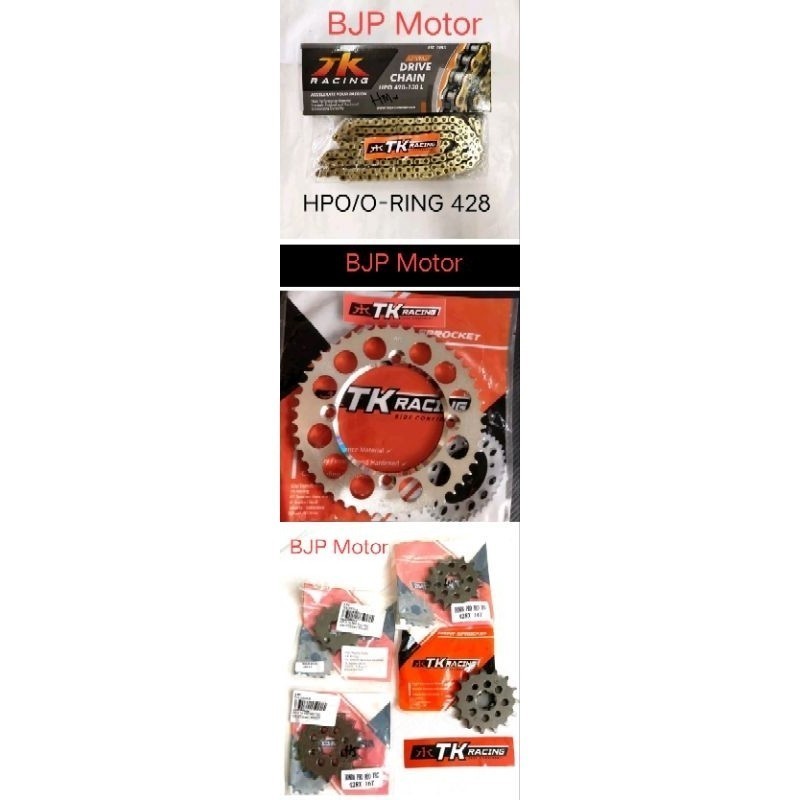 Gerset TK RACING 428 Vixion/New, R15/V1/V2, Byson, Xabre, MX King Rantai HPO/O-RING 428 - 130L GOLD 