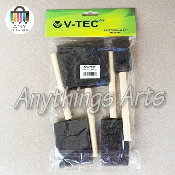 

G874R~ Promo Murmer V-TEC Kuas Spons Kotak / Sponge Foam Brush Decoupage set 4