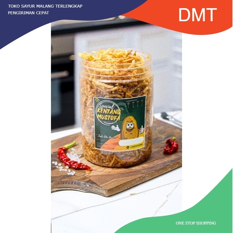 

Kentang Mustofa Premium Pedas Manis daun Jeruk- Dapur mimi titi - Tanpa bahan pengawet 600ml Toples