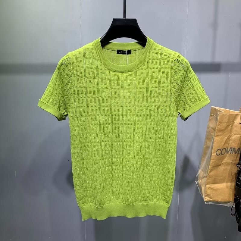 Kaos Polo Knit Kaos Warna Solid Sutra Es Untuk Pria