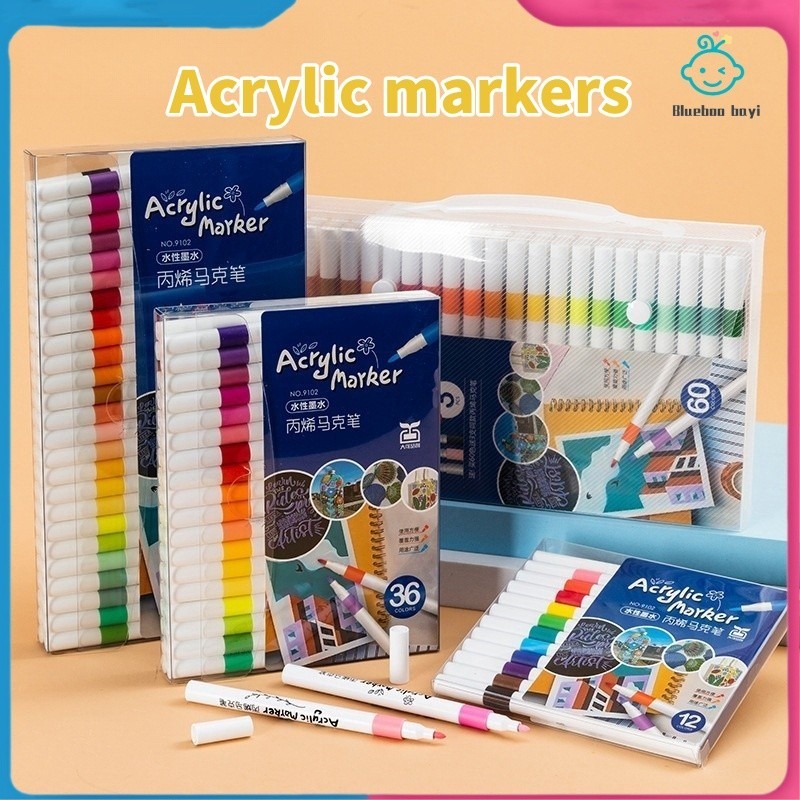 

【COD】Blueboo Acrylic Marker Set Spidol Akrilik DIY Painting Spidol Pastel Pulpen Highlight Drawing Warna