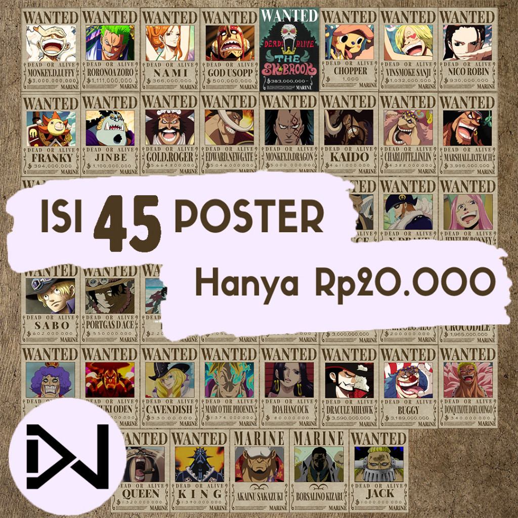 BIG SALE POSTER BOUNTY ONE PIECE ISI 45pcs  | DELUSIONWALL |