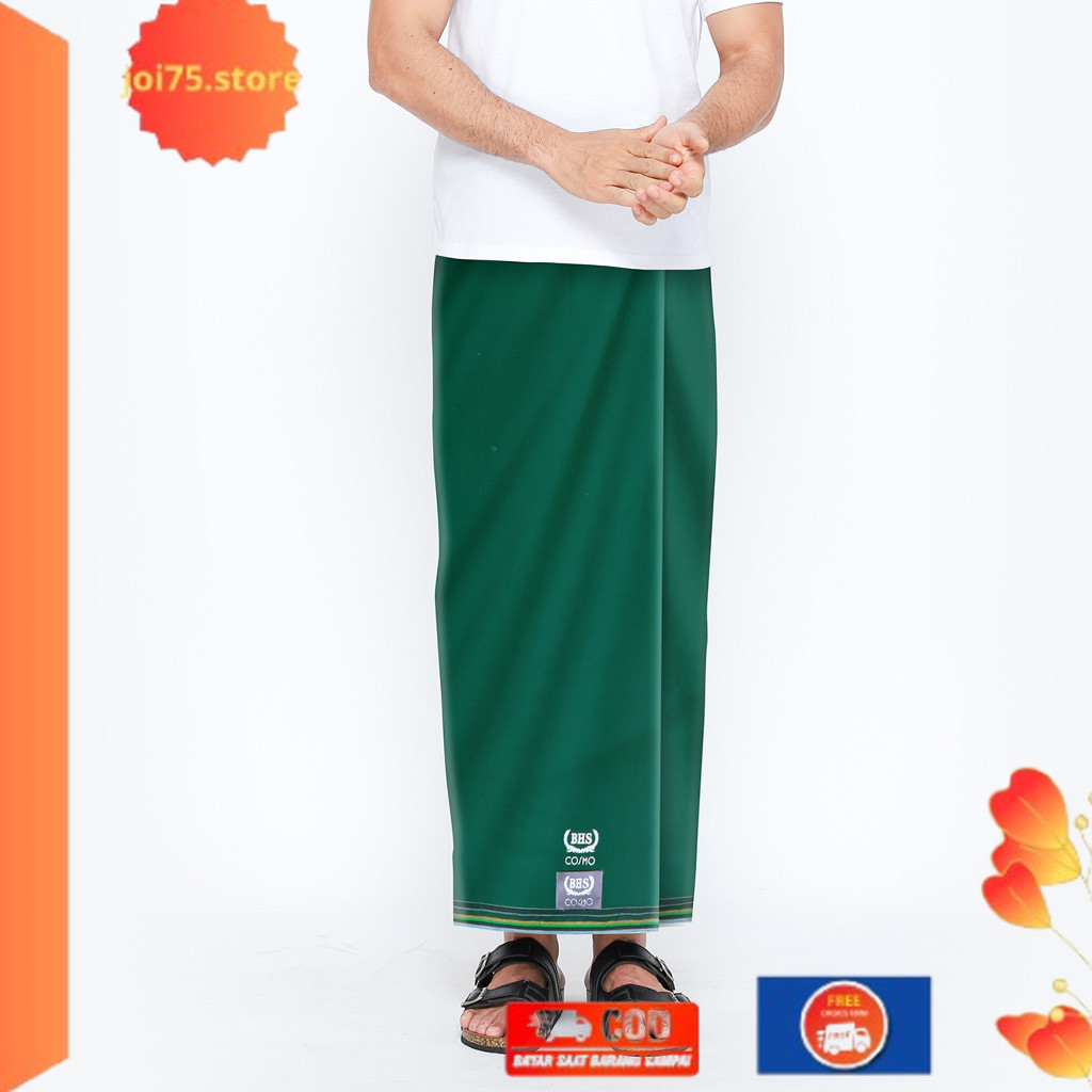 Terlaris ✨ -Sarung BHS Cosmo Nahdho Silver Warna Polos Hijau Tua