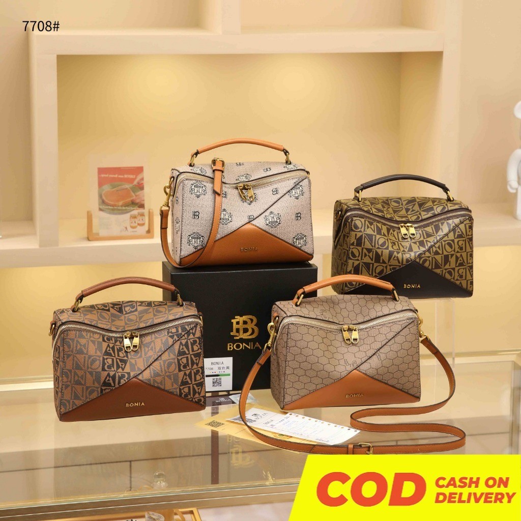 BAGBSB BS TAS CROSSBODY BAG 7708 WANITA SELEMPANG SEMI PLATINUM 25CM LEATHER 24CM