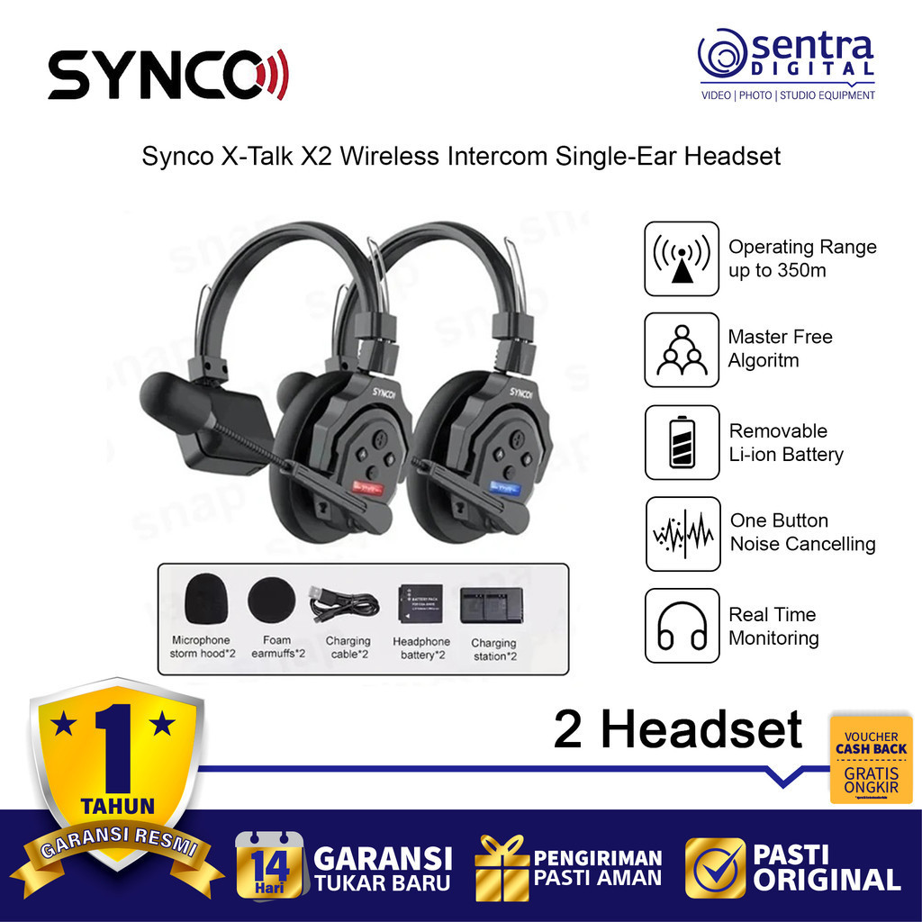 Synco X-Talk / Xtalk X2 Wireless Intercom System - 2 Headset