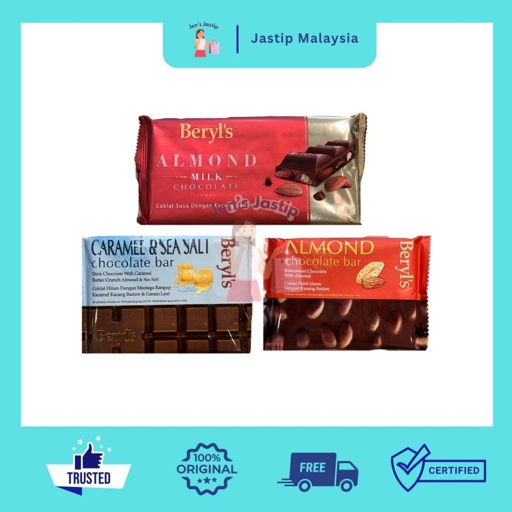 

BERYL'S CARAMEL & SEA SALT - ALMOND CHOCO BAR - ALMOND MILK CHOCO (100G)
