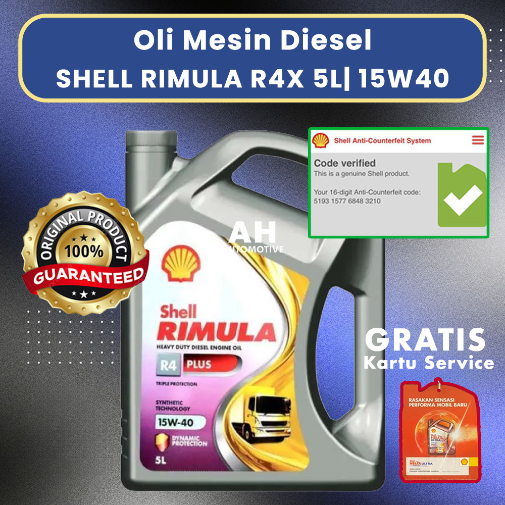 Oli Mesin Mobil Shell Rimula R4X R4Plus R4 Plus 5L 15W40 Diesel