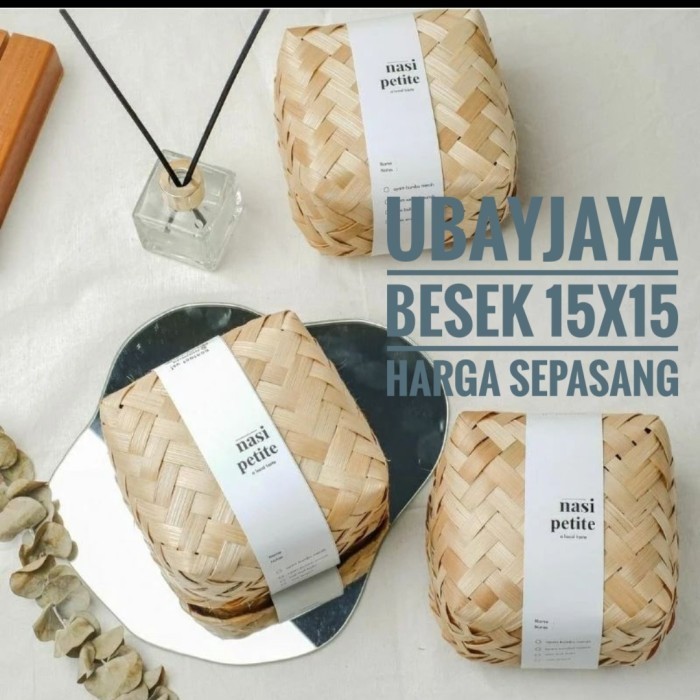 

besek 15x15cm sepasang - besek bambu kecil - besek hampers -besek mini