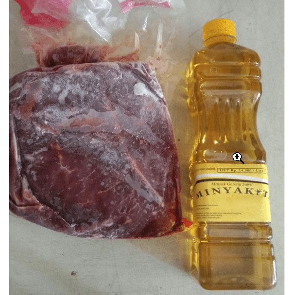 

Paket daging sapi 1kg + minyak 1L