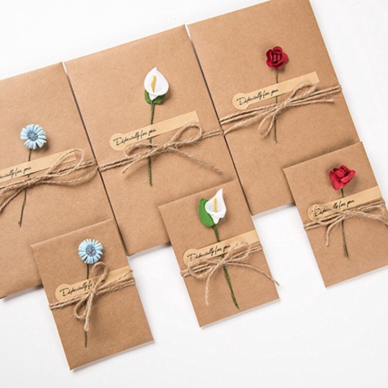 

[ , ] Kraft Paper, Amplop Undangan, Kartu Ucapan Ulang Tahun Aksen Bunga Kering Gaya Vintage