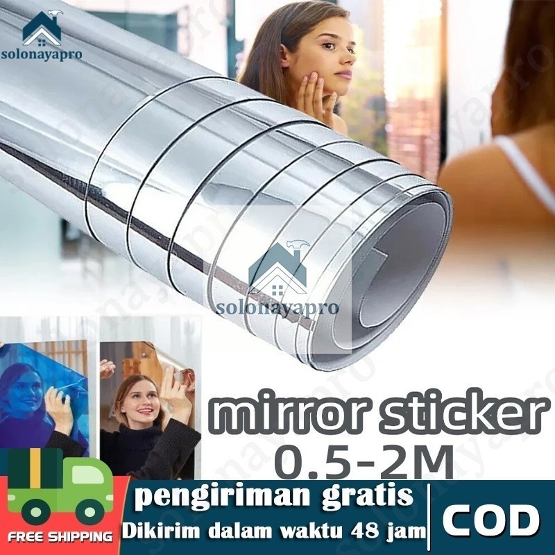 Stiker Gorden Mirror / Kaca FIlm Silver Hitam / Cermin One Way 50*200cm Premium Memiliki Lem Kaca Je