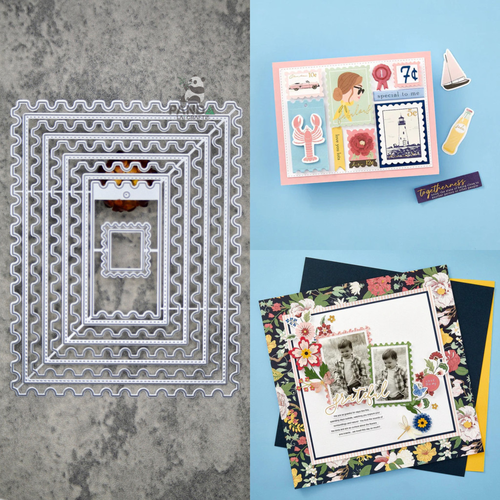 

PANDALAI Nested Postage labels & Tag Metal Cutting Dies DIY Album Decorative Embossing Paper Card Crafts Blade Punch Stencils