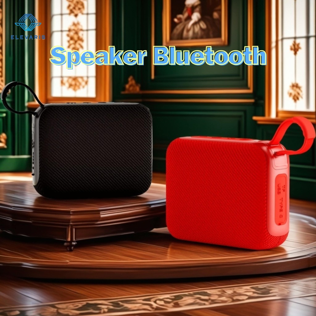 ELEVARIS Speaker Compact Size Stereo Sound Wireless Speaker Dengan Tali Lanyard Mudah Dibawa untuk m