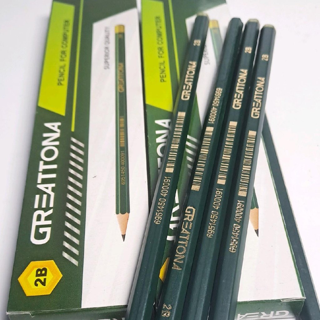 

(1 pack 12 pcs) Pensil Sekolah Greattona 2B Kayu Solid Murah 1 Lusin - Stationery