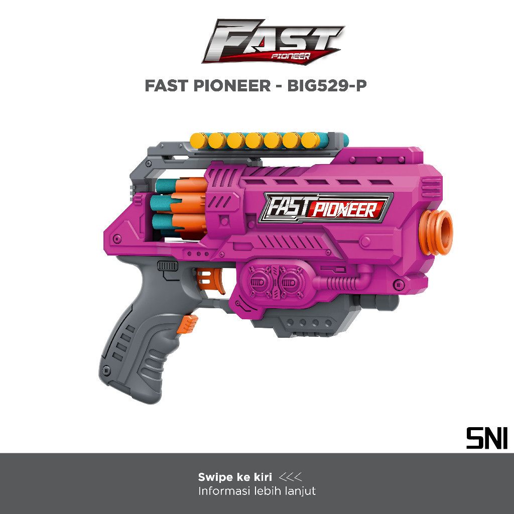 Fast Pioneer Electric Soft Bullet Toy Pink / Fast Elite 16 Darts Special Edition / Tembakan Pistol P