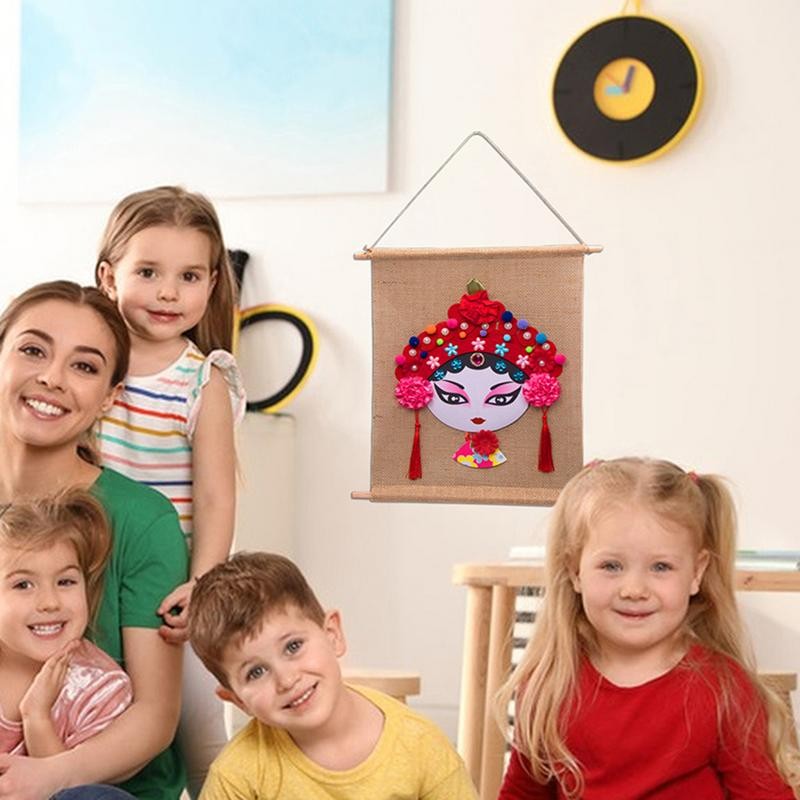 

Peking Operas Materials Package Sackcloth Flower Girl Decor Linen Peking Operas Face Hand-Made Hang Pastiche Material Kit For