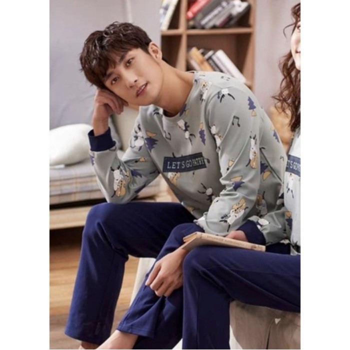 best -BAJU TIDUR COWOK REMAJA ABG TANGGUNG KAOS IMPORT SET CELANA PANJANG - 1, L