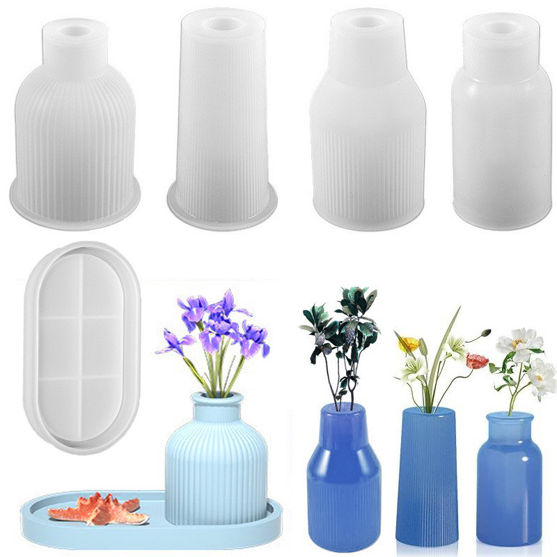 

Vase Silicone Mold DIY Gypsum Cement Epoxy Resin Mold Handmade Tray Vase Pen Holder Aromatherapy Storage Home Decoration