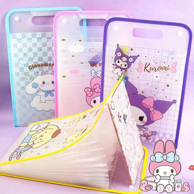 

Sanrio Exam Papers Folder 12 Grids Portable A4 File Folder Document Bag Cute Kuromi Pachacoo Melody A4 Portable Storage Organ B