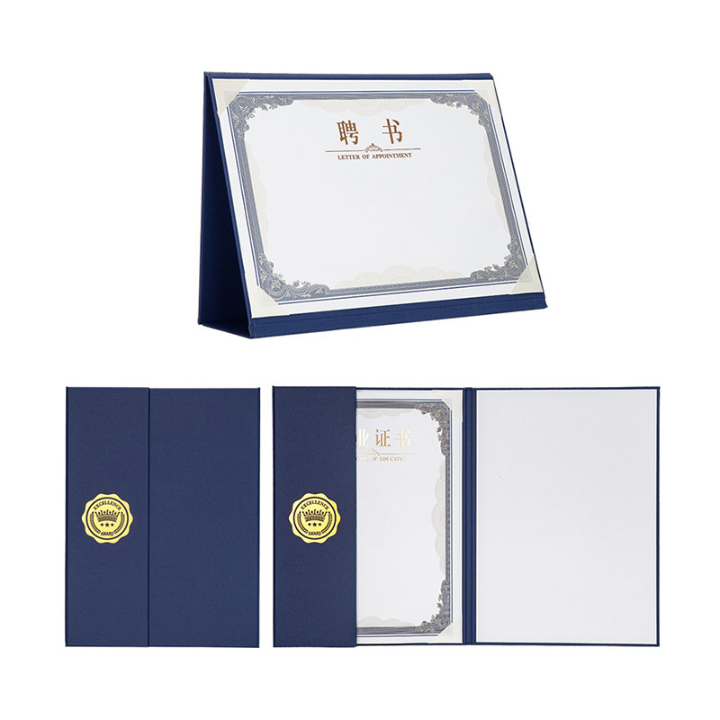 

Hardcover Stamped Certificate Folder for Honor, Letter of Appointment Cover Book Trifold Education Presentation