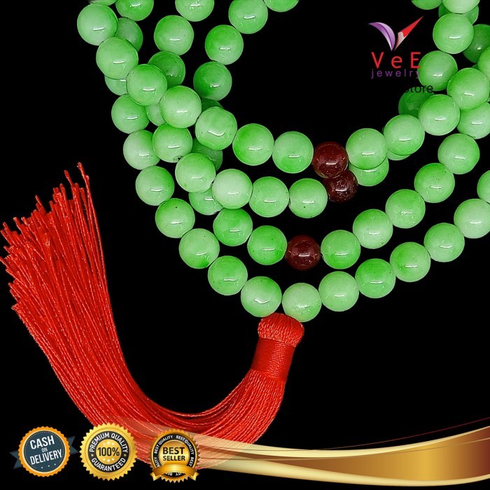 Tasbih Budha 108 Butir Batu Giok 12mm Hijau - VeE Kalung Tasbih Buddha