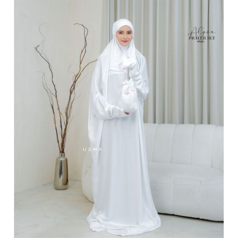ALYSA PRAYER SET by UZMA HIJAB | mukenah premium | mukenah lebaran Katun premium | Mukena Terusan