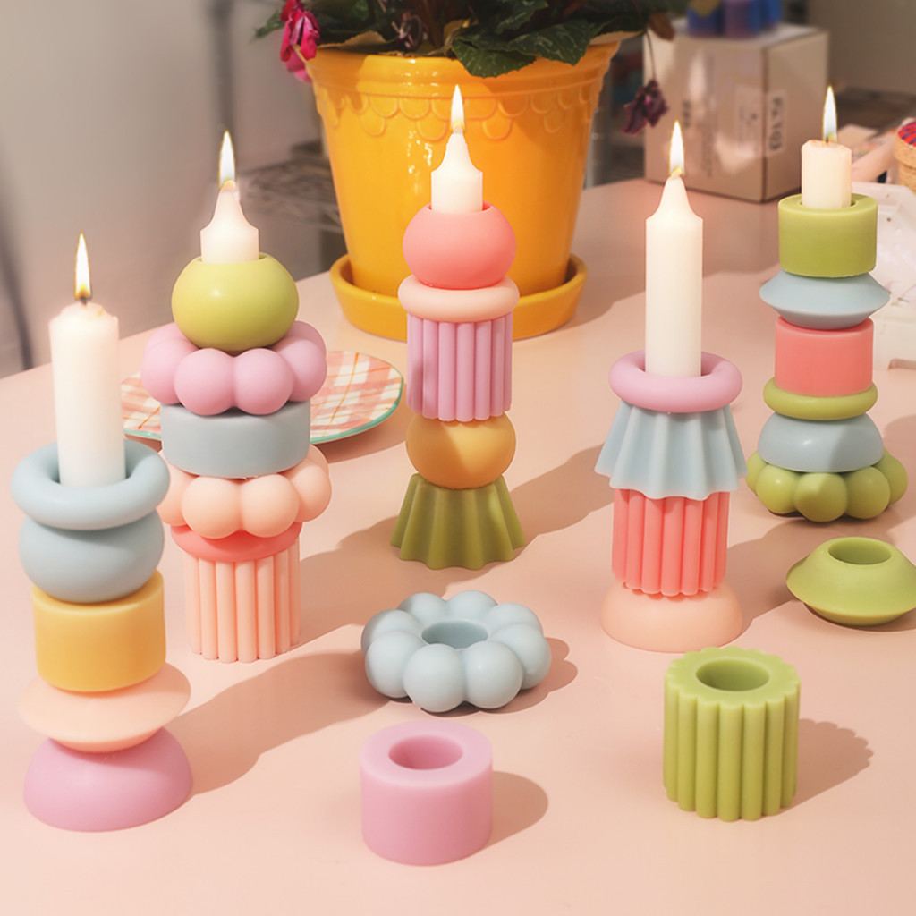 

Stackable Silicone Candle Mold DIY Scented Candle Making Mould for 2.2cm Taper Candles Handmade Christmas Decoration Tools