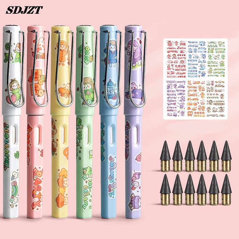

Kawaii Eternal Pencil Unlimited Writing for Kids Art Sketch Cute Pen Anime Without Sharpening Drawing School Supplies Stationery