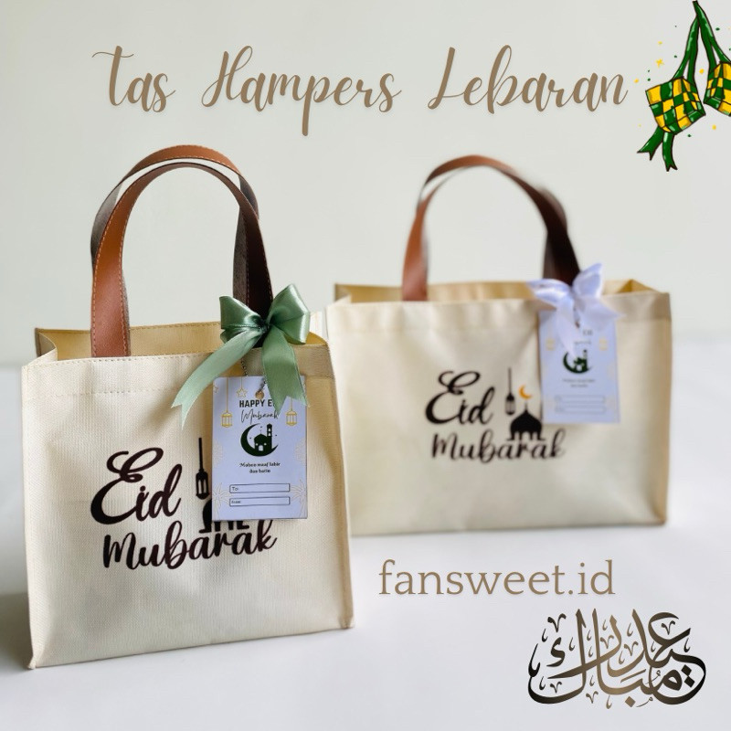 

Tas Hampers Lebaran Eid Mubarak Bahan Kanvas D600/ langsung proses