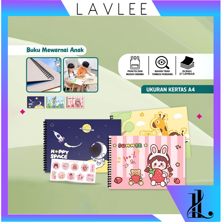 

LAVLEE - S6132 Buku Gambar Anak Balita / Buku Menggambar Painting Book Kids / Drawing Book Ring Kartun / Sketch Book Motif Karakter