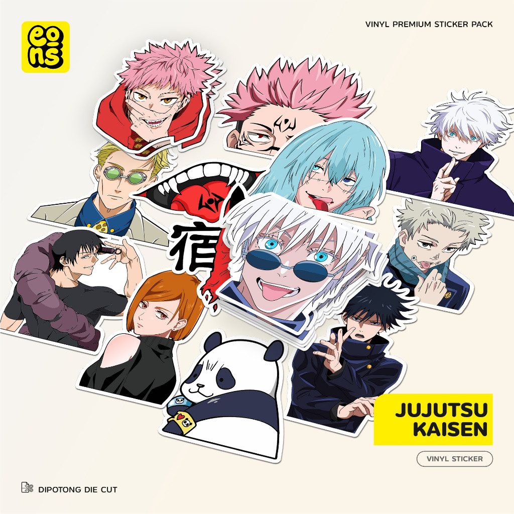 

STIKER ANIME JUJUTSU KAISEN WATERPROOF AESTHETIC DEKORASI LAPTOP STATIONERY KOPER DIY