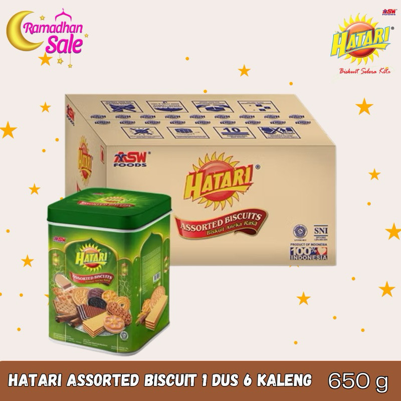 

Hatari Assorted Biscuits Segi 650 gr ( 6 Pcs ) - Karton pusat grosir jajan hari raya murah meriah