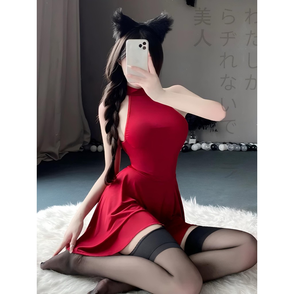 Yipao 904 Dress Satin Setelan Mini Rok Pendek Chi Pao Mini Dress Wanita Nightgown Baju Tidur