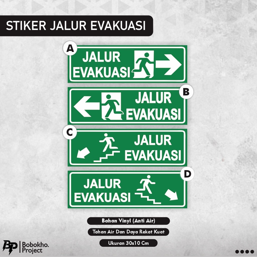

Sticker Evakuasi / Stiker Evakuasi / Sticker Evakuasi / Sticker Jalur Evakuasi / Sign Sticker Rambu Evakuasi / Jalur Evakuasi / Evakuasi