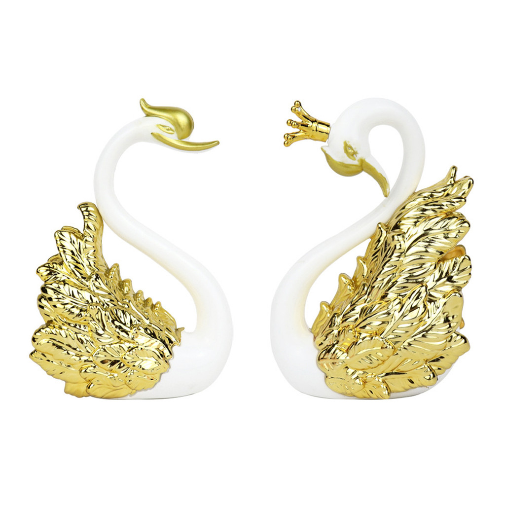 

1PAIR Pernikahan Ulang Tahun Makanan Penutup Baby Shower Pesta Baking Aksesoris Gold Silver Swan Cake Decoration