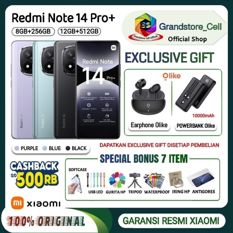 XIAOMI REDMI NOTE 14 Pro+ 5G RAM 8/256 GB | REDMI NOTE 14 Pro Plus 5G RAM 12/512 GB GARANSI RESMI XI