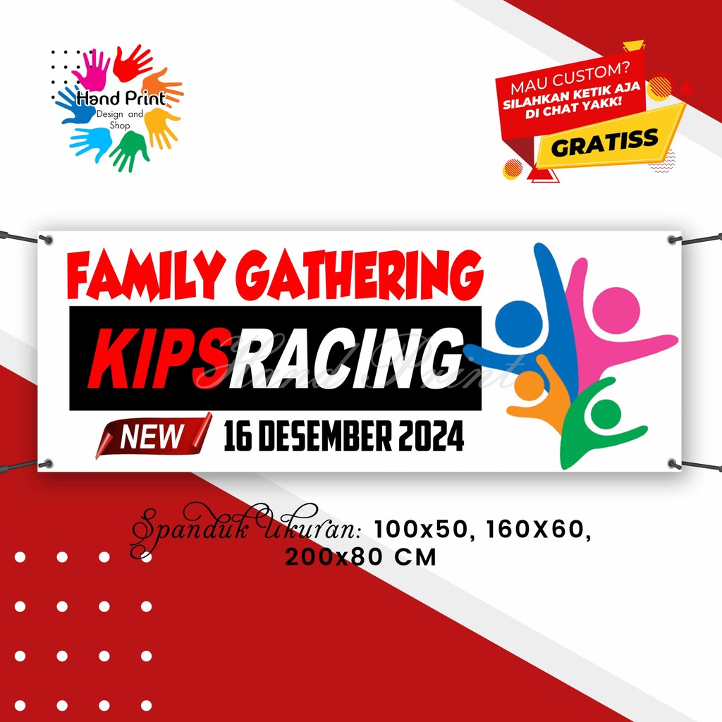 Cetak Spanduk Banner Family Gathering Putih MMT Spanduk Custom 200x80