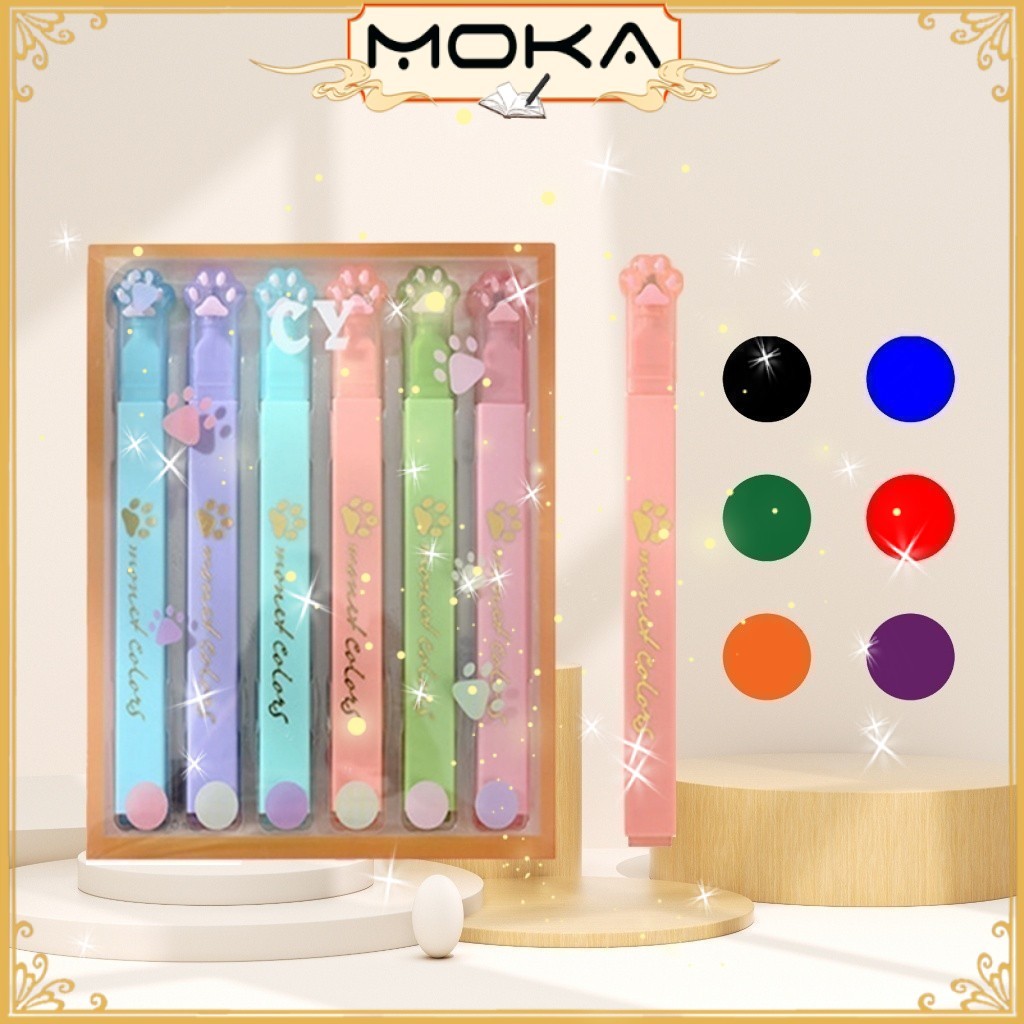 

MOKA 1 SET 6PCS STABILO BENTUK PAW KITTEN LUCU / STABILO WARNA WARNI KARAKTER PAW KUCING MKP106