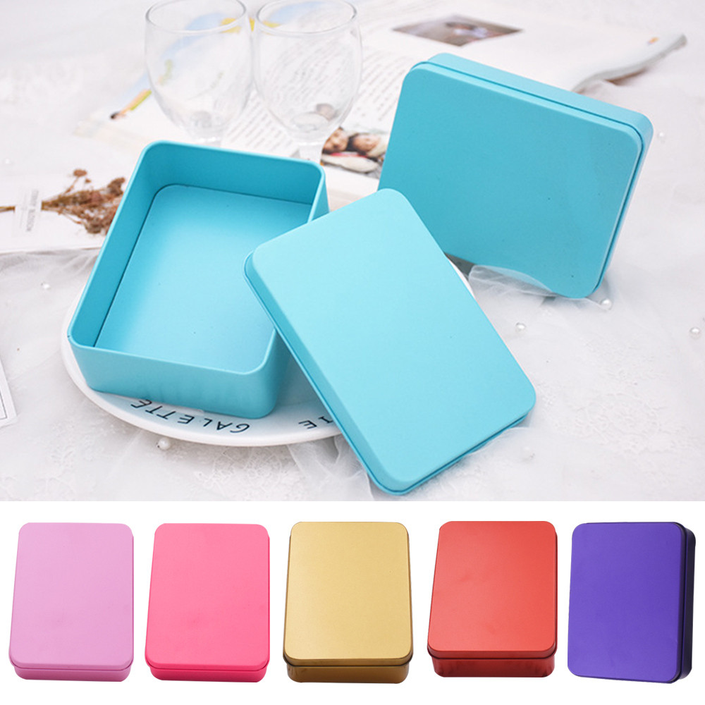 

10 Colors Square Box Multifunctional Portable Box Candy Pill Cases Tin Box Tinplate Box Durable Mini Jewelry Gift Storage Box