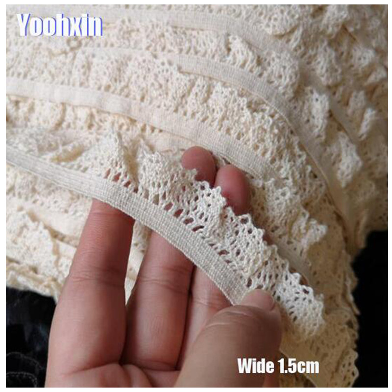 

1.5cm Wide New Cotton Embroidery Flower Lace Collar Fabric Sewing Applique DIY Fringe Ribbon Trim Tassel Dress Guipure Decor