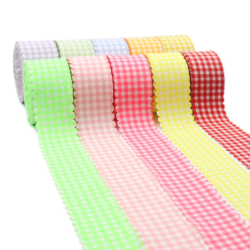 

5 Yards Lace Plaid Grid Printed Ribbon For Home Wedding Christmas Decoration DIY Handmade Design Hair Bow 20210062401