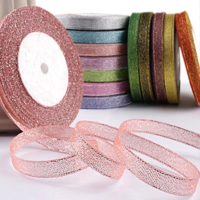 

(22Meters/roll) 10mm Single Face Glitter Ribbons Wedding Decoration Gift Ribbon Christmas Ribbons Handmade Gift Wrapping Crafts