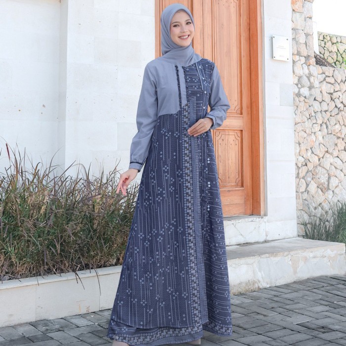 Baju Couple Keluarga Batik 2025 + Seply TENARA 06 GLACIER BLUE + Original Brand - Gamis Ibu, XS